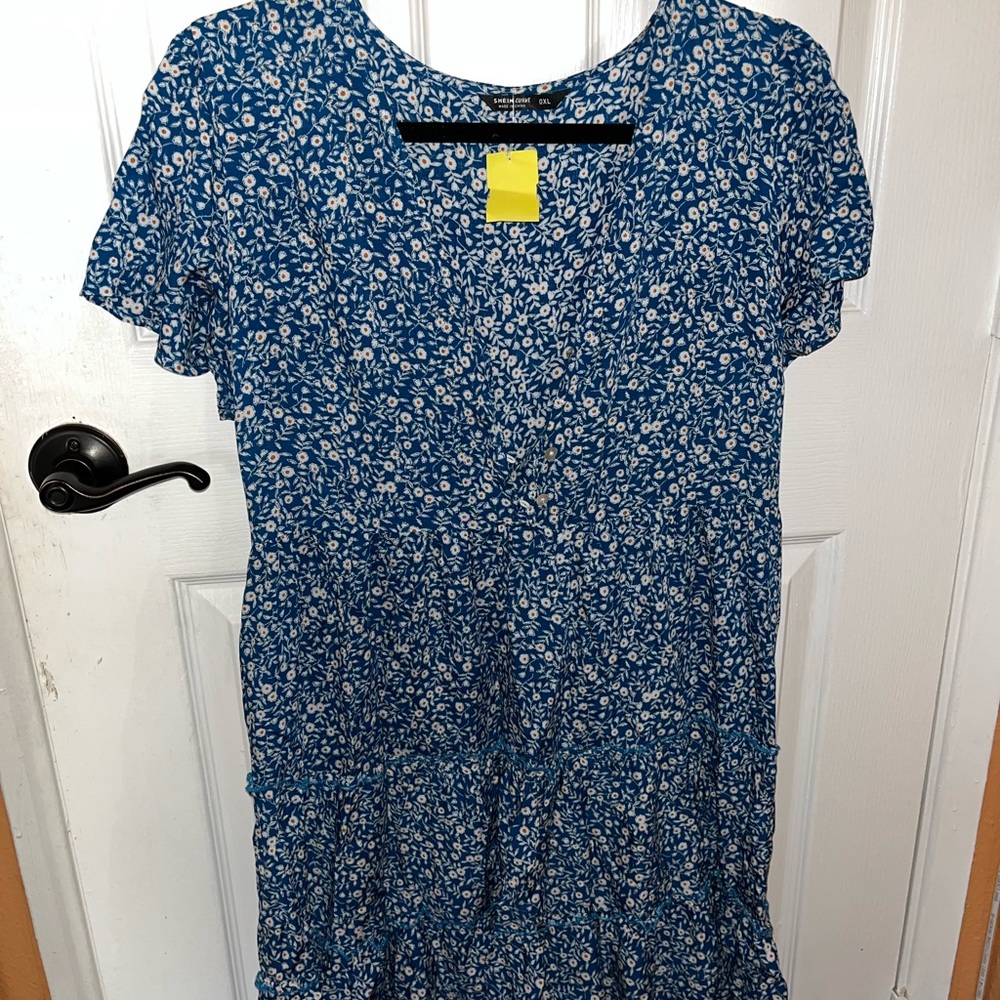Shein Blue Dress with White Daisies